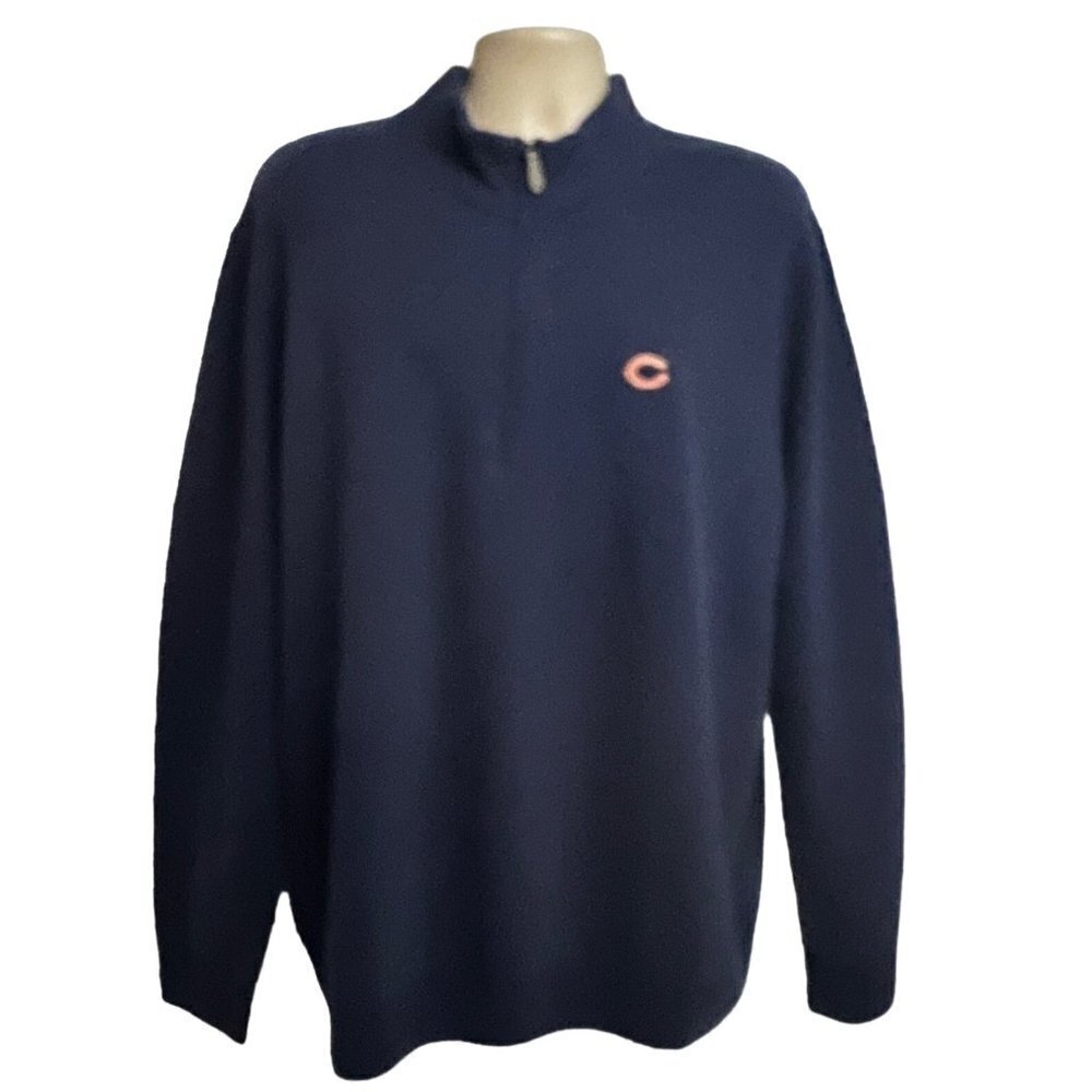 Vineyard Vines Chicago Bears NFL Cashmere Deep Bay Blue 1/4 Zip Sweater 2XL New